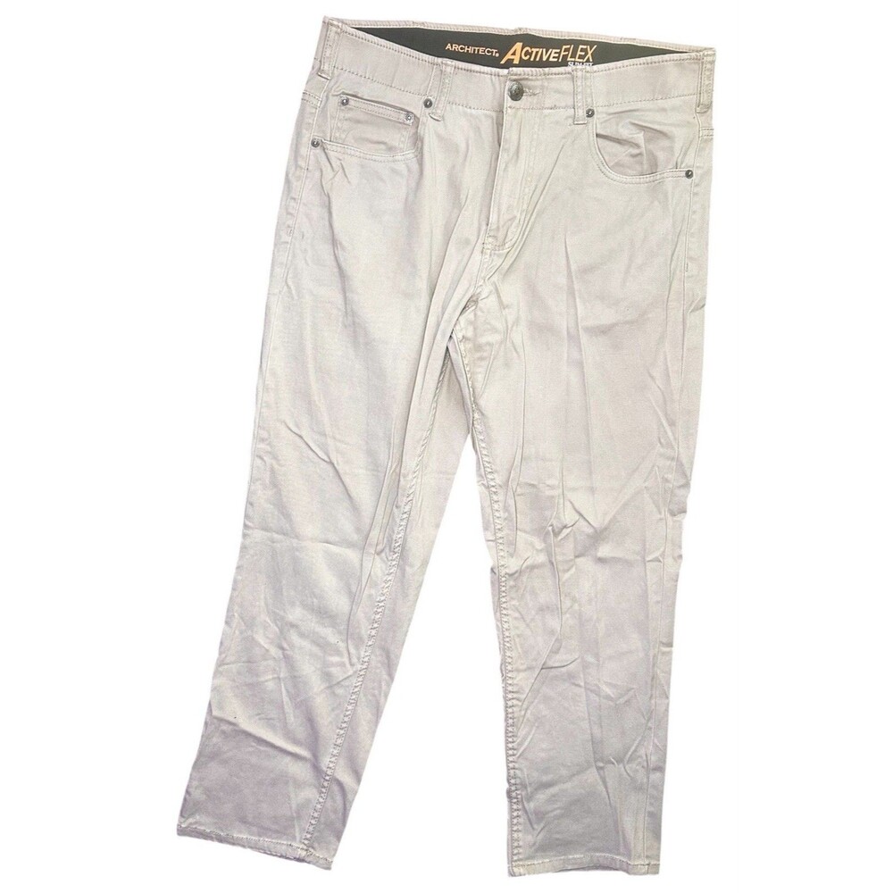Architect ActiveFlex Men’s Slim Fit Khaki Pants 34x29 Stretch Beige Cotton